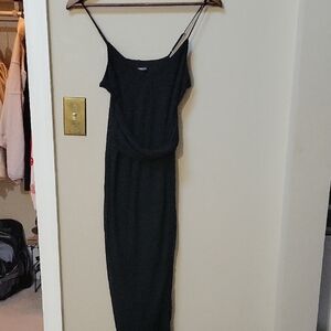 Elegant Black Ribbed Women's Dress